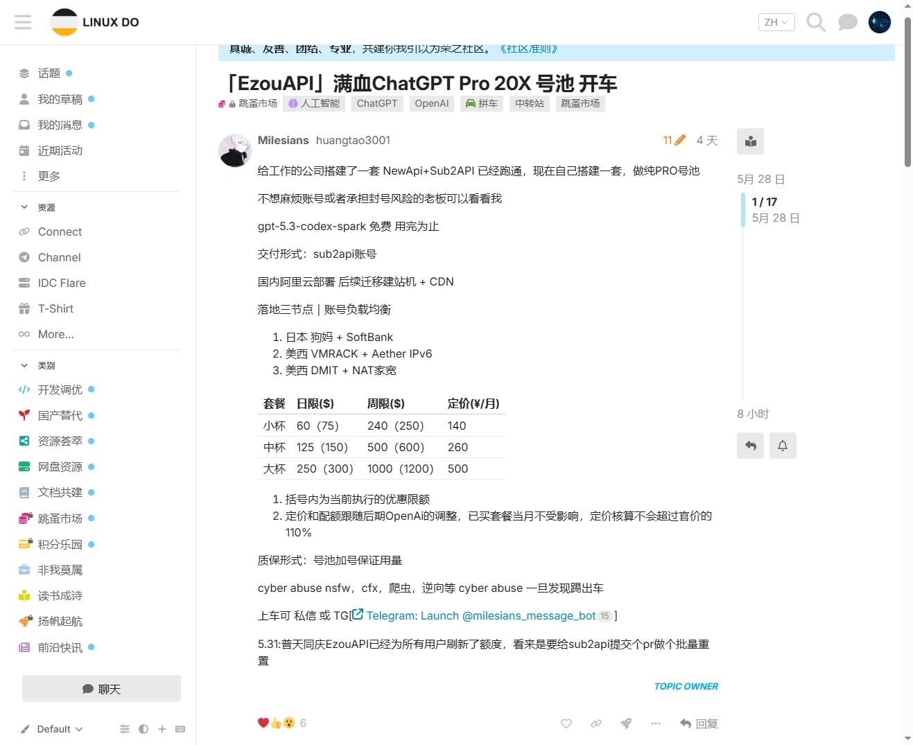 EzouAPI 号池定价表